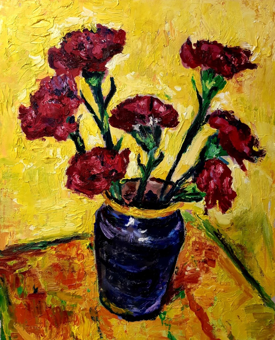 Red Carnations in a Black Vase resized e1600177922649 John Martin Fulton
